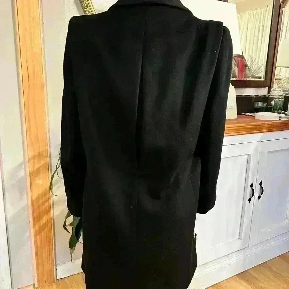 Jules Miller Black Oversize Wool Vintage 1980's Coat, Big Shoulders, S/M. - Picture 4 of 9